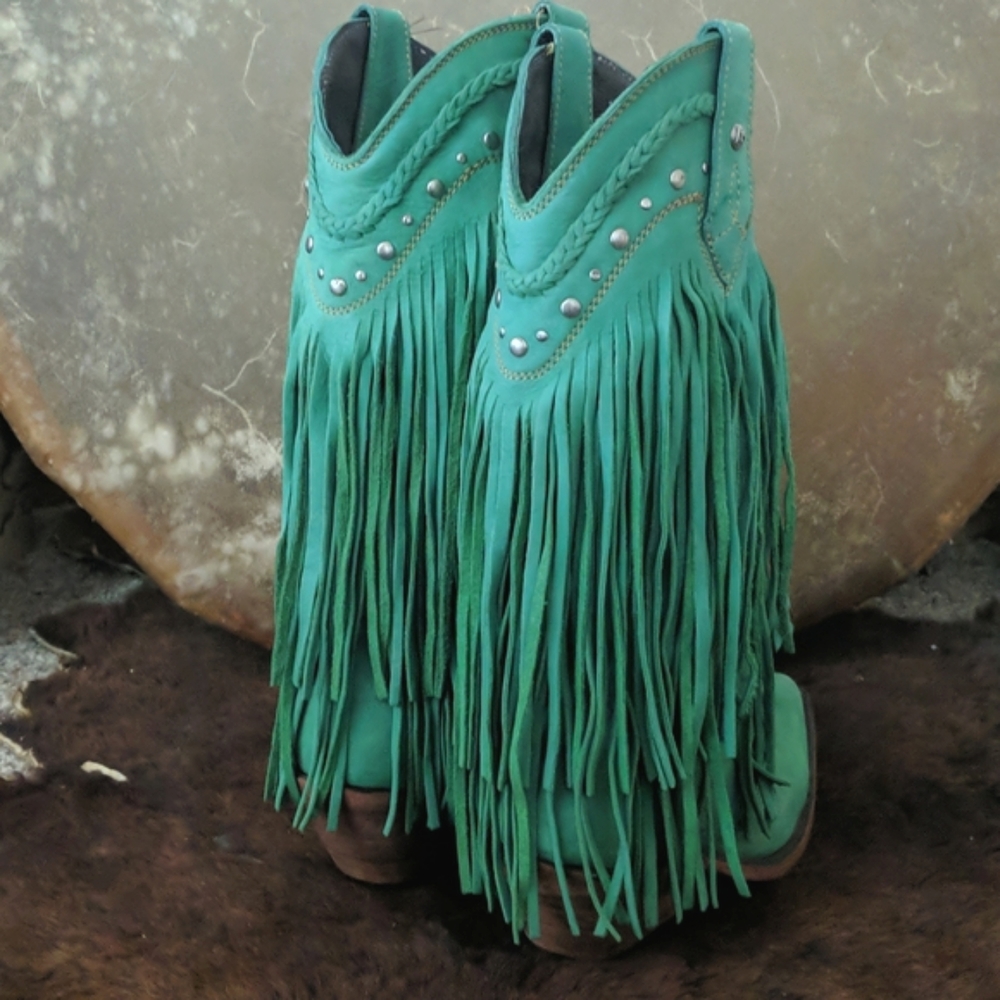 LIBERTY BLACK Vegas Turquesa LB71124 fringed cowgirl western boots sz 6.5 EUC - Picture 6 of 16